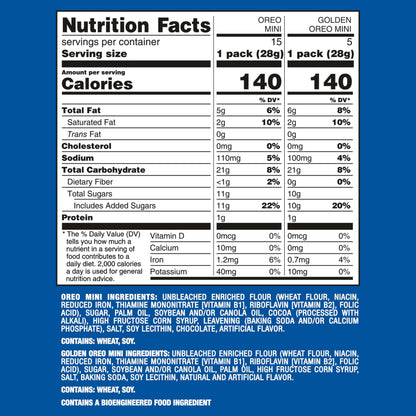 Oreo Mini Mix Sandwich Cookies Variety Pack, 20 Snack Packs