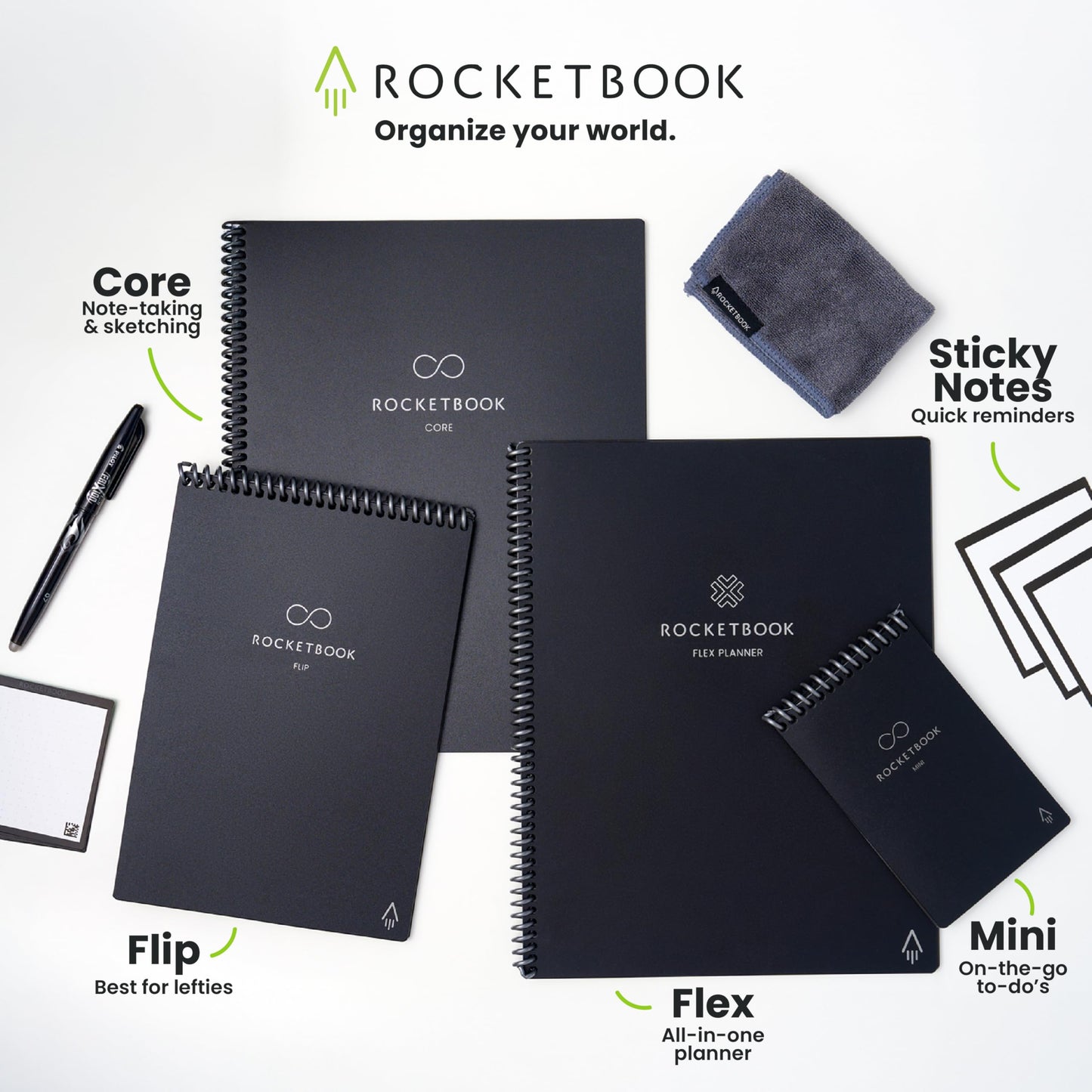 Rocketbook Fusion Hybrid Reusable Planner and Notebook in One, Additional Blank Pages, Goal and Project Tracker, Undated Planner, Letter Size 8.5x11, Black (Pack of 1)