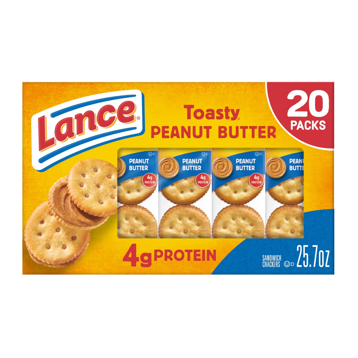 Lance Sandwich Crackers, Variety Pack, 3 Flavors, 20 Individually Wrapped Packs, 6 Sandwiches Each
