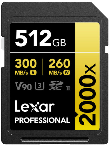 Lexar 256GB 2000x SD Memory Card, 300MB/s Read, 8K, V90, U3, UHS-II