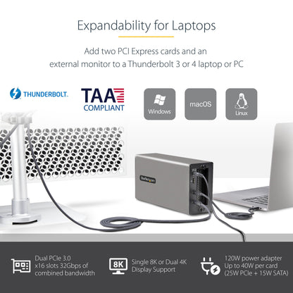 StarTech Thunderbolt 3 PCIe Expansion Chassis, External Enclosure With One PCI Express Slot for Laptops / Desktops, TAA