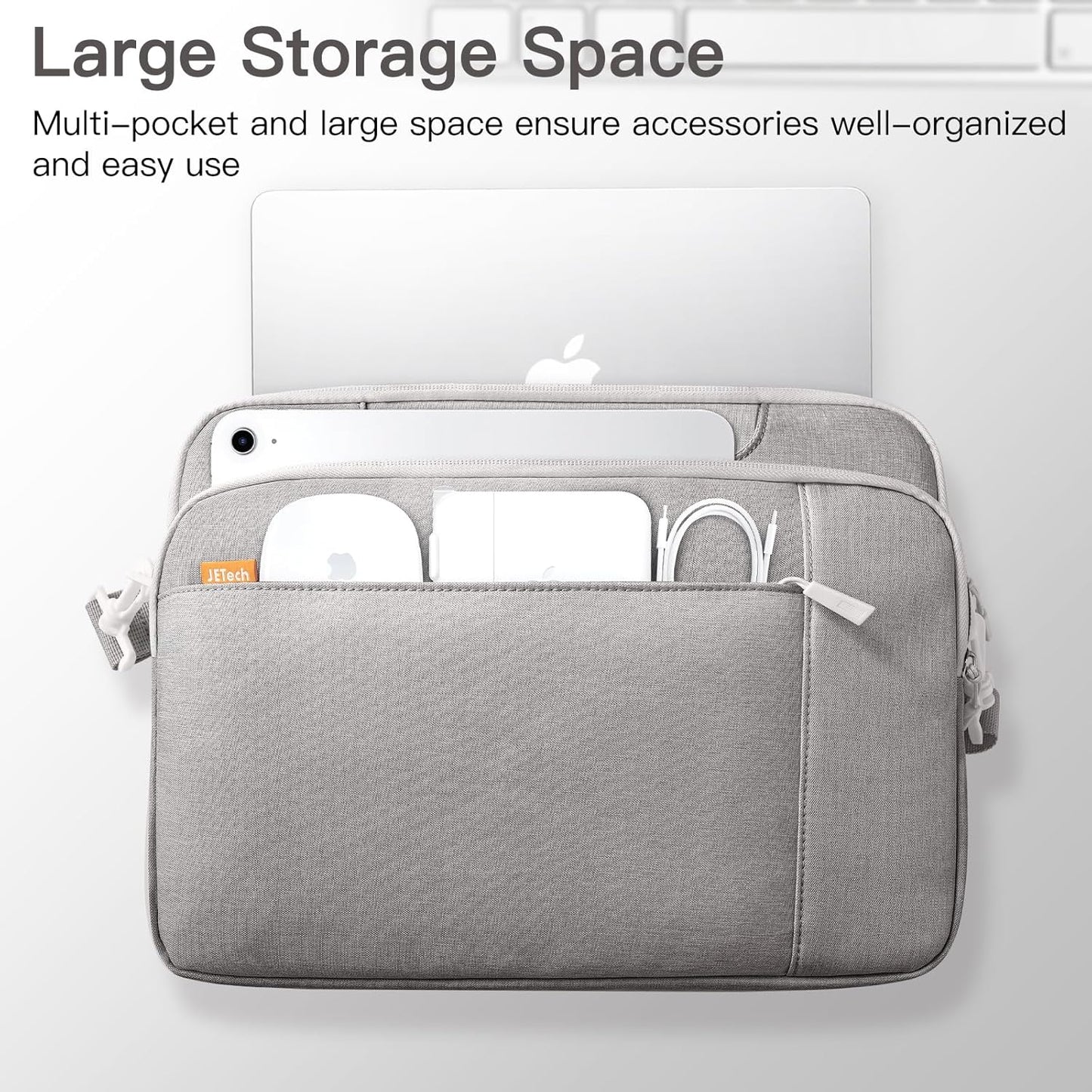 JETech 13 13.3 14 Inch Laptop Bag Case, Waterproof Computer Sleeve Cover Compatible with MacBook Neo (A18 Pro), MacBook Air/Pro 13/14, Surface Book 13.5, HP Pavilion 14 (Light Grey)