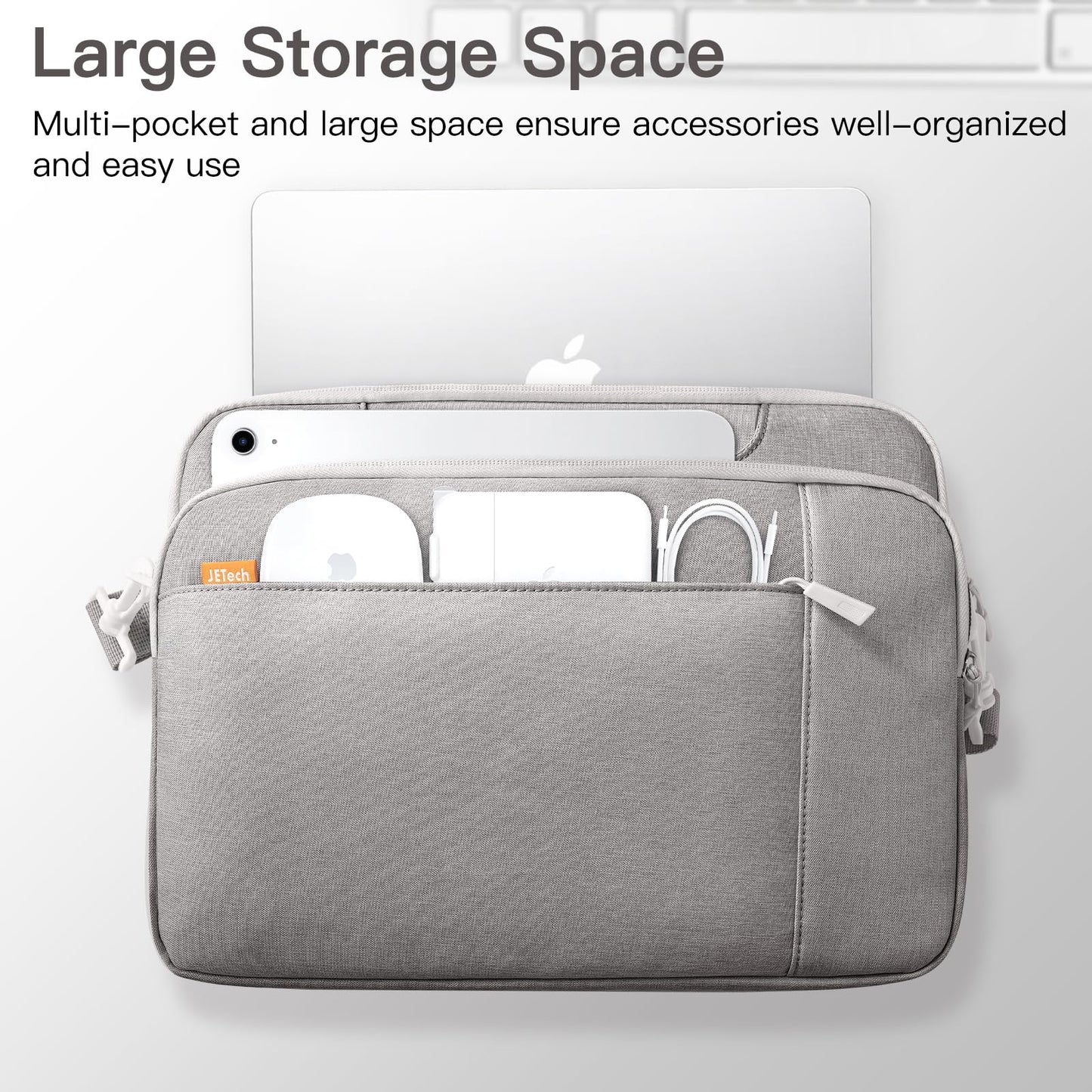 JETech 15 15.6 16 Inch Laptop Bag Case, Waterproof Computer Sleeve Cover Compatible with MacBook Air/Pro 15/16, Surface Book 3/2 15, Dell Inspiron 15.6, HP Pavilion 15.6 (Light Grey)