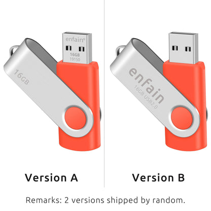 Enfain 16GB USB 2.0 Flash Drive 10 Pack | Swivel Thumb Drives with 31 Labels | Gift-Ready Packaging for Corporate Events, Office & Team Distributions (Black)