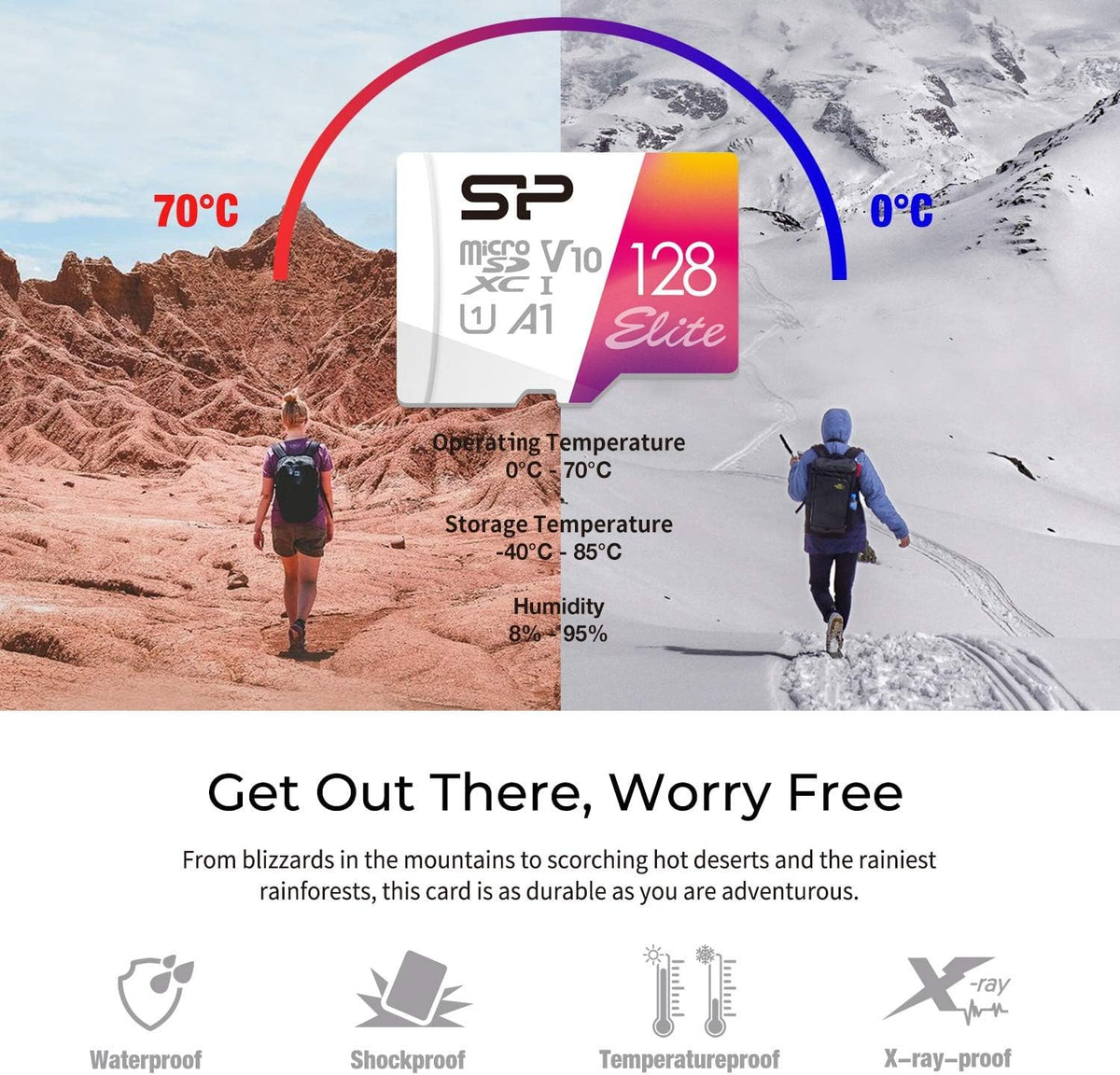 Silicon Power 128GB Micro SD Card U3 SDXC Up to 100MB/s High Speed Memory Card for Cams, DJI Pocket and Drones