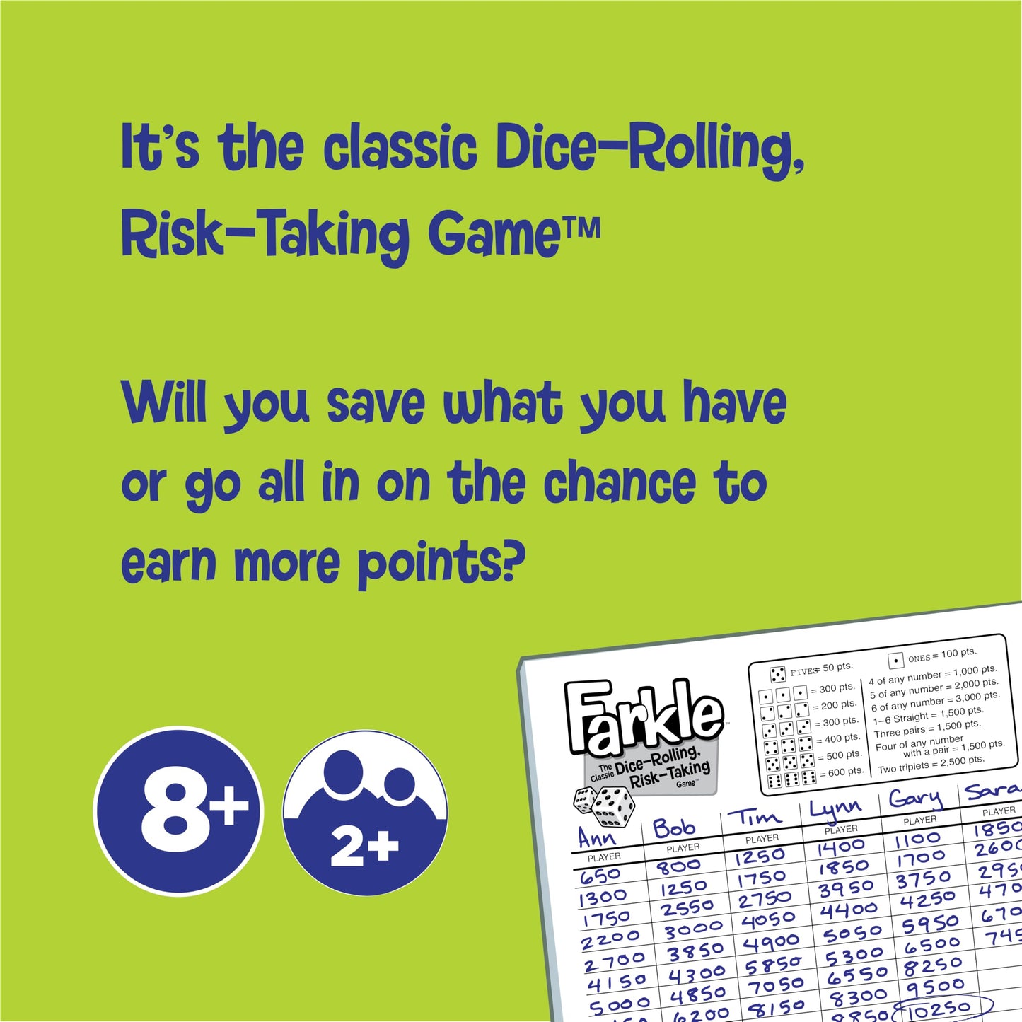 Farkle Classic Dice Games – Kids, Family Games, Travel Game, Adult Games, Board Game, Dice Cup, Dice Set, Farkle Score Sheets Included, Ages 8+