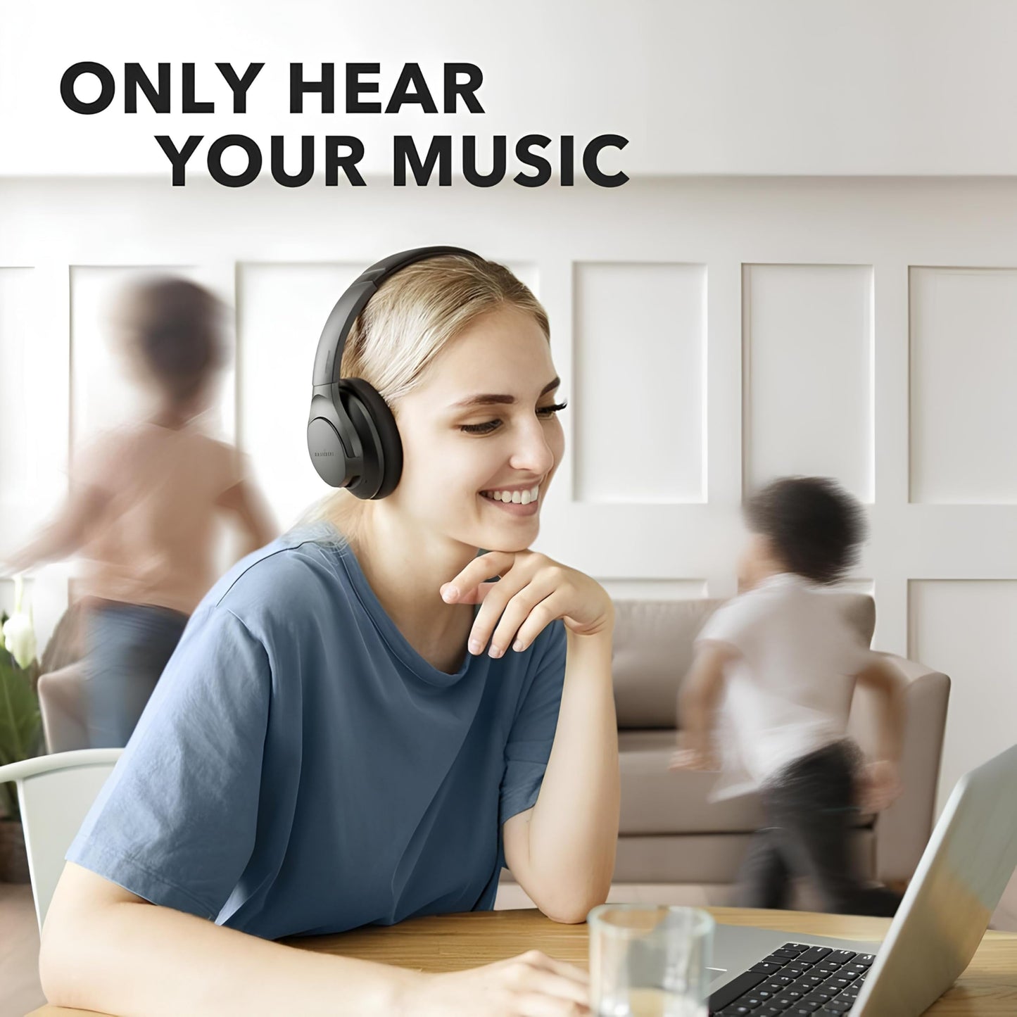 Soundcore Anker Life Q20 Hybrid Active Noise Cancelling Headphones, Wireless Over Ear Bluetooth Headphones, 70H Playtime, Hi-Res Audio, Deep Bass, Memory Foam Ear Cups, Travel, Office