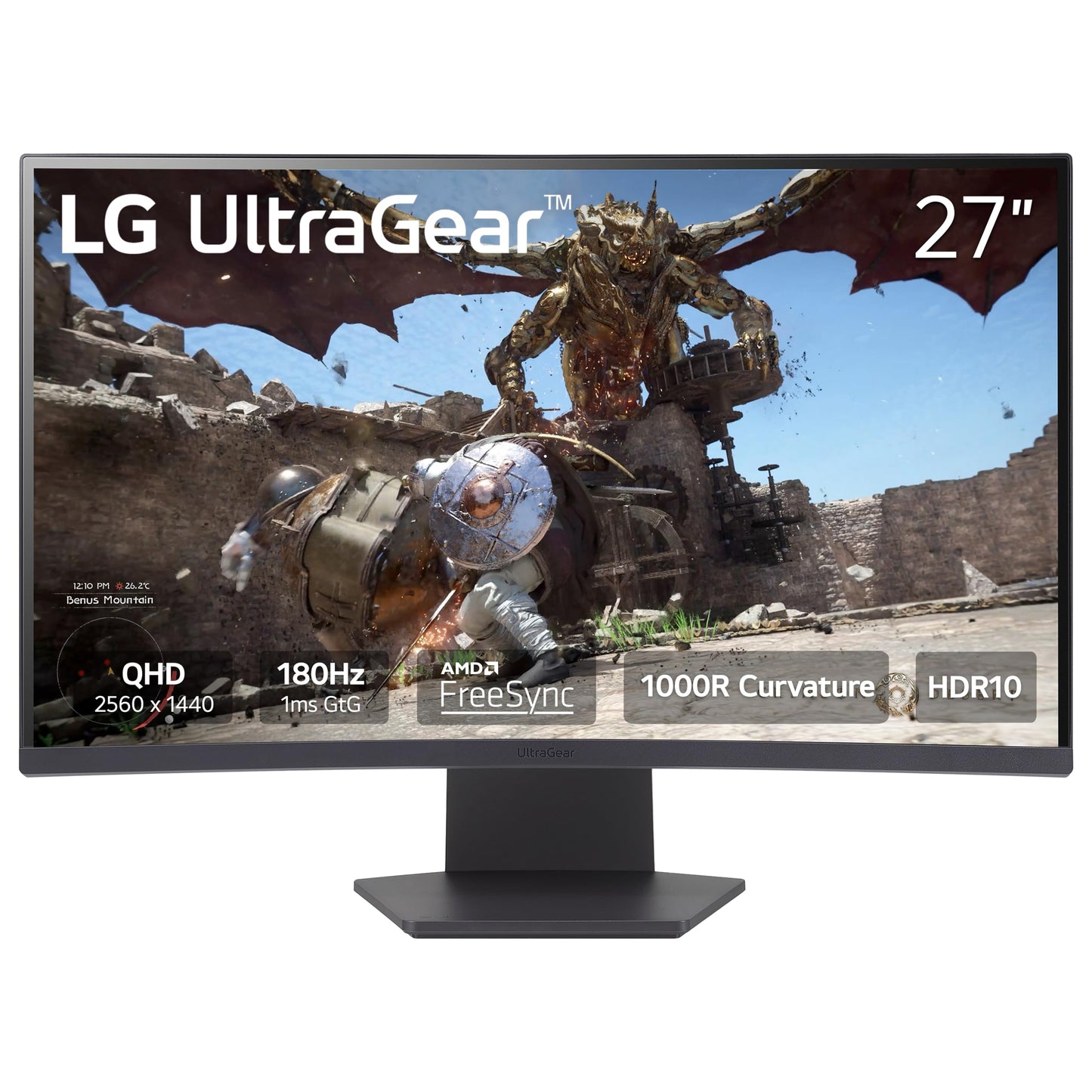 LG 27GL83A-B 27-Inch Ultragear QHD 2560 x 1440 IPS Gaming Monitor, 144Hz, 1ms (GtG), NVIDIA G-SYNC, AMD FreeSync, HDR10, HDMI, DisplayPort, Tilt/Height/Pivot Adjustable Stand, Black