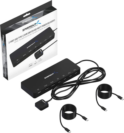 SABRENT 2 Port USB Type C KVM Switch with 60 Watt Power Delivery Option (USB KCPD)