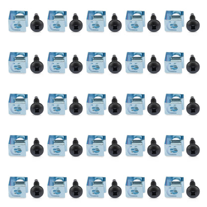 StarTech 50-Pack 10-32 19mm Screws and Square Hole Clip Nuts for 19" or 10" Server Racks, Cabinets and Enclosures, Black and Silver - TAA