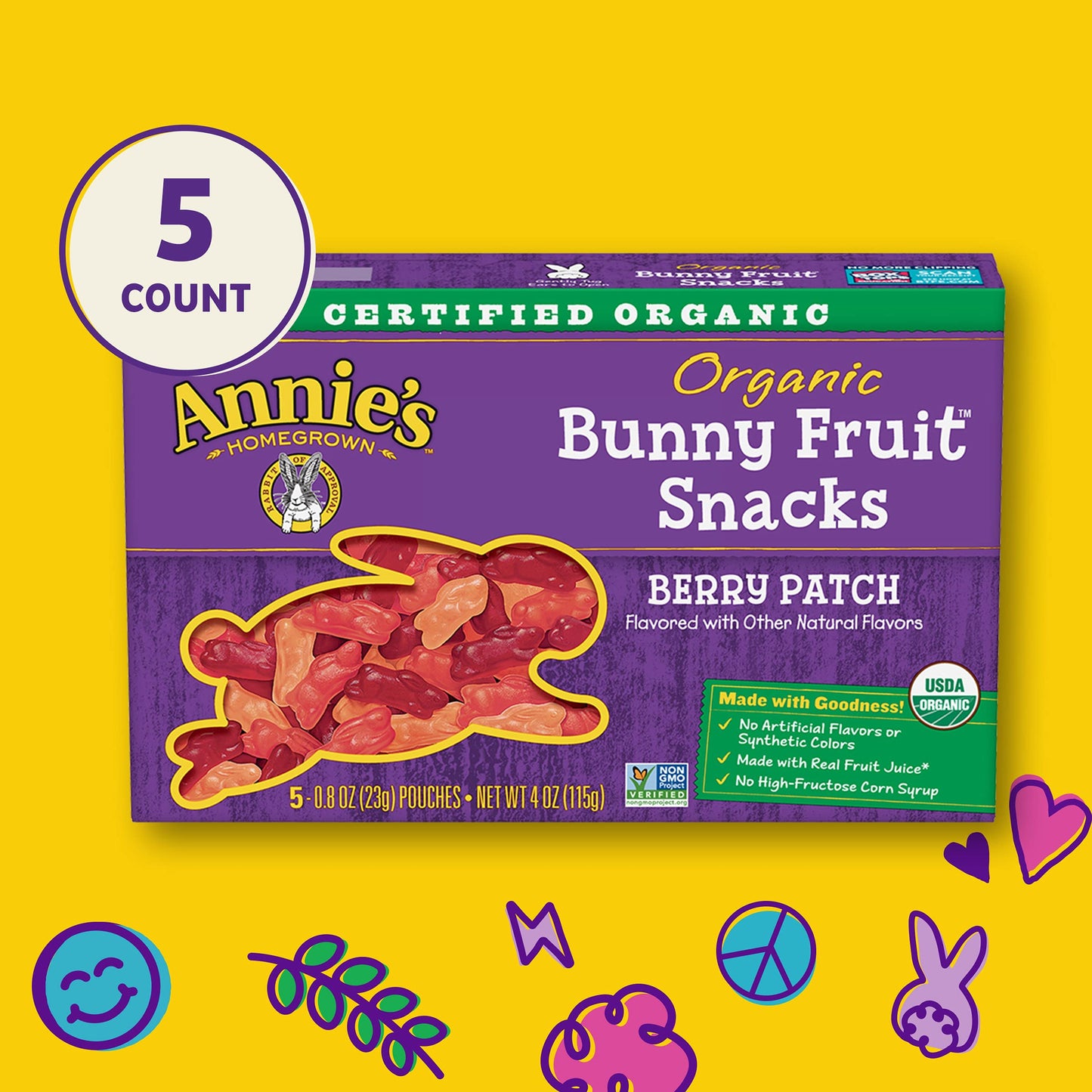 Annie's Organic Bunny Fruit Snacks, Variety Pack, Gluten Free Snack, 22 ct, 15.4 oz