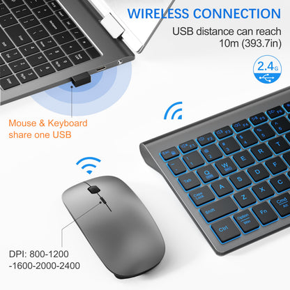 TopMate Wireless Keyboard and Mouse Ultra Slim Combo, 2.4G Silent Compact USB 2400DPI Mouse and Scissor Switch Keyboard Set with Cover, Batteries Included, for PC/Laptop/Windows/Mac - White