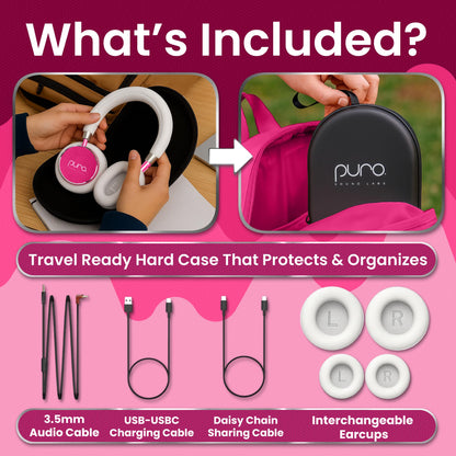 Puro Sound Labs Kids Wireless Headphones – Volume-Limiting 85dB, Built-in Mic, Studio-Grade Sound, 20-Hour Battery Life, Comfortable & Easy to Connect Kids Bluetooth Headphones – BT2200 Plus, Purple