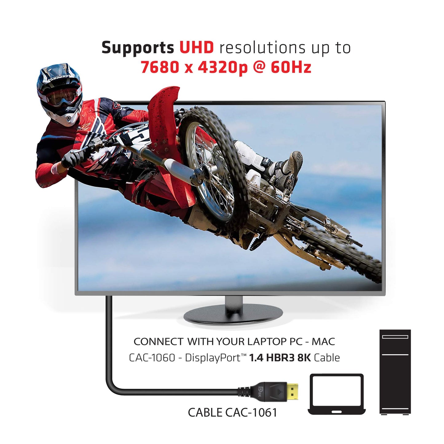 Club3D CAC-2068 VESA Certified DisplayPort to DisplayPort 1.4/Hbr3 M/M Cable DP 1.4 8K 60Hz 2m - 6,56ft