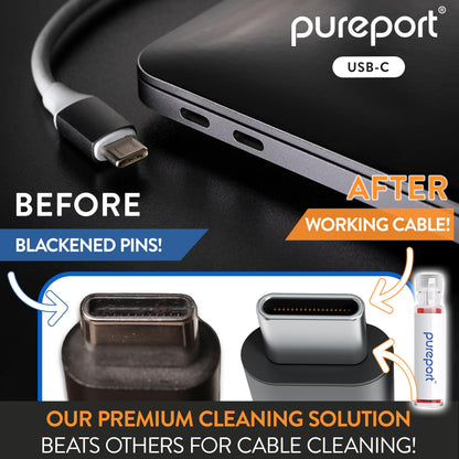 PurePort USB-C Multi-Tool Phone Cleaning Kit | Clean Repair & Restore Cell Phone Tablet & Laptop USB C Ports & Cables | Fix Unreliable & Bad Connections | Extend The Life of Your Tech Devices (Black)