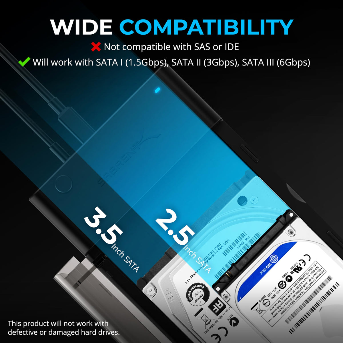 SABRENT USB 3.0 to SATA Hard Drive Docking Station, 2.5/3.5in (EC-DFLT)