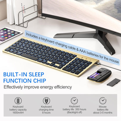 TopMate Wireless Keyboard and Mouse Ultra Slim Combo, 2.4G Silent Compact USB 2400DPI Mouse and Scissor Switch Keyboard Set with Cover, Batteries Included, for PC/Laptop/Windows/Mac - White