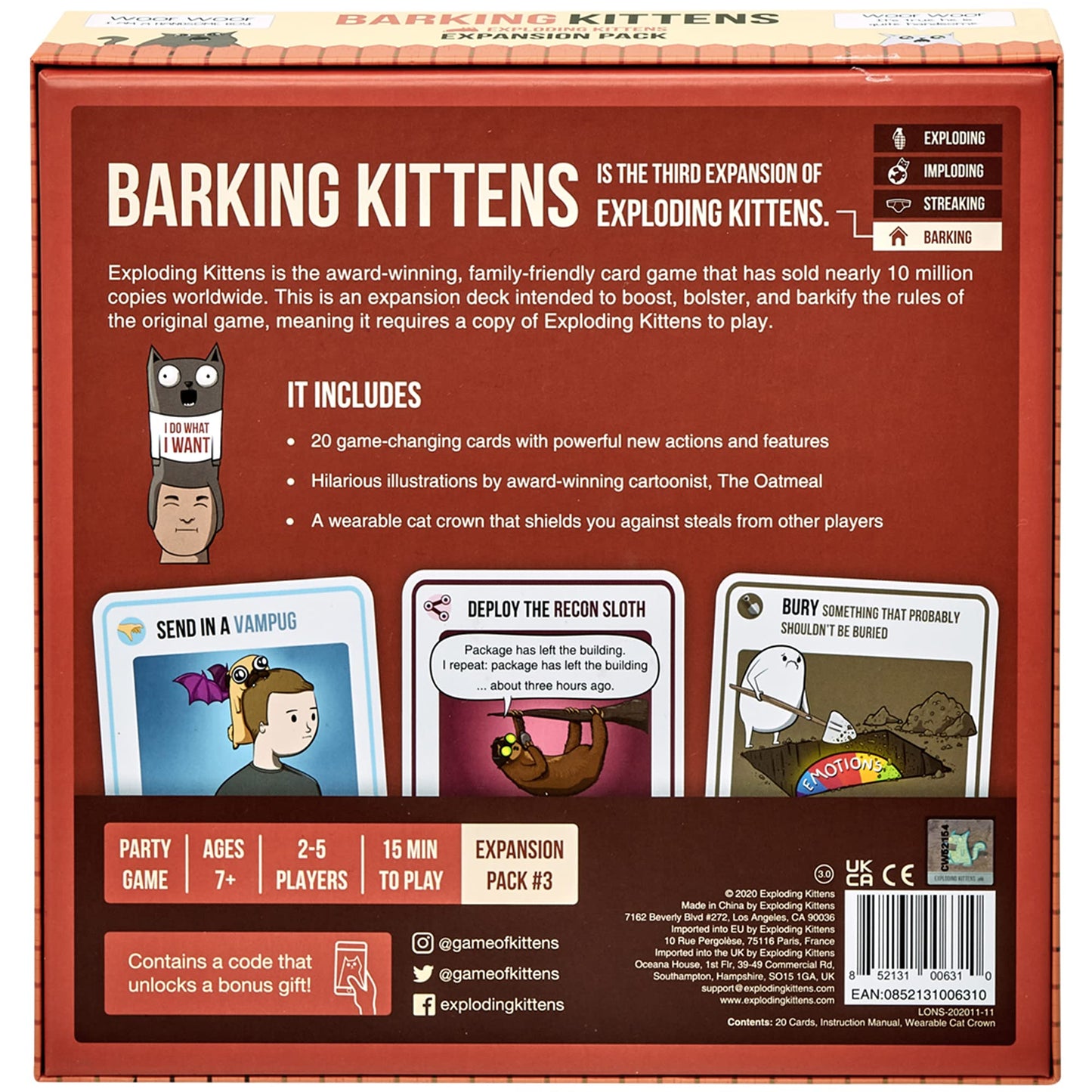Exploding Kittens Original Edition - 2-5 Players - Ages 7+ - 15 Minutes to Play - High Stakes Card Game - Party Game, Family Game Night, Kid and Adult Card Game