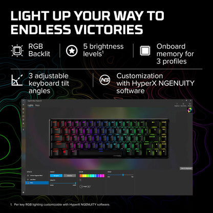 HyperX Alloy Origins 65 - Mechanical Gaming Keyboard – Compact 65% Form Factor - Linear Red Switch - Double Shot PBT Keycaps - RGB LED Backlit - NGENUITY Software Compatible,Black