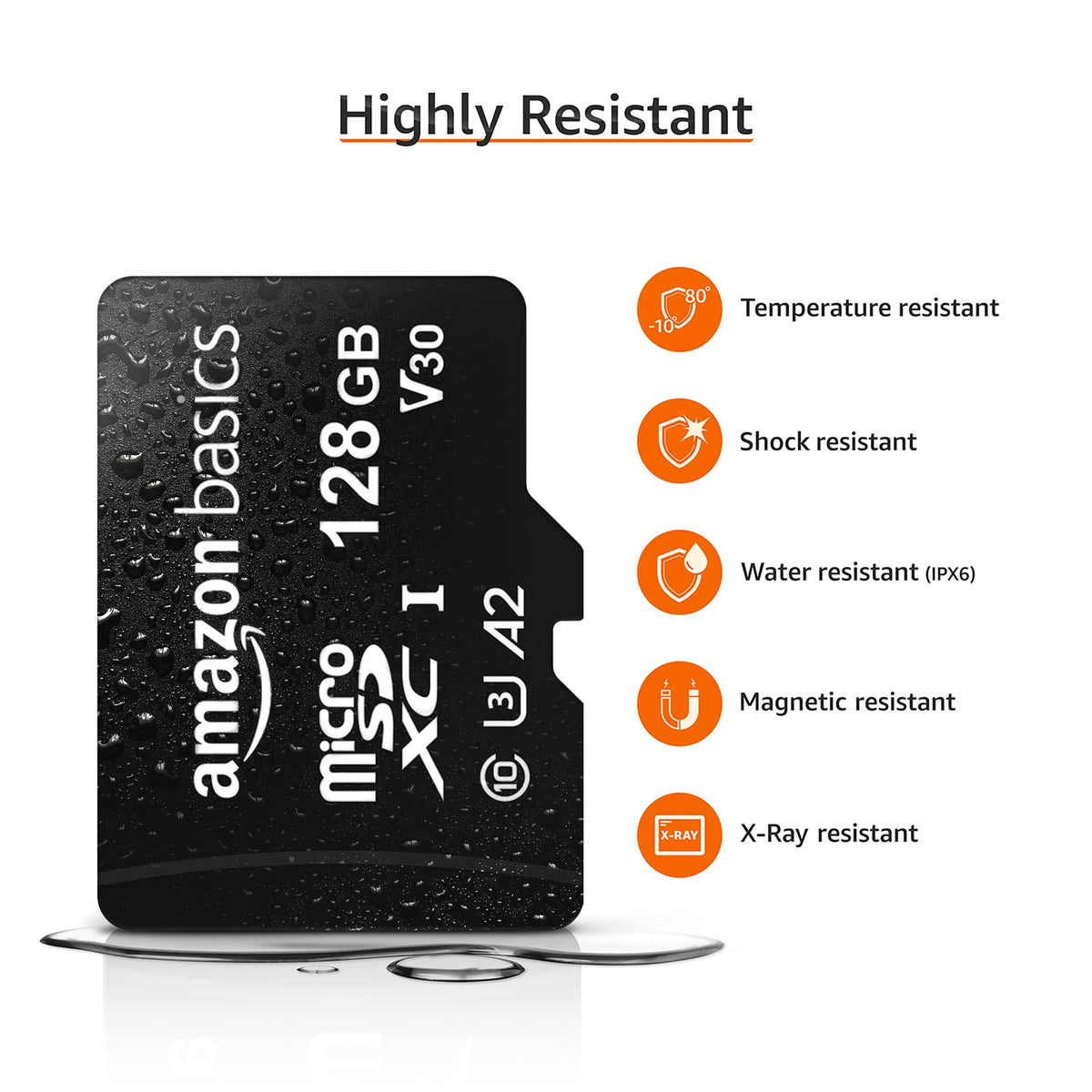 Amazon Basics microSDXC Memory Card with Full Size Adapter, A2, U3, Read Speed up to 100 MB/s, 64GB, Black (2pack)