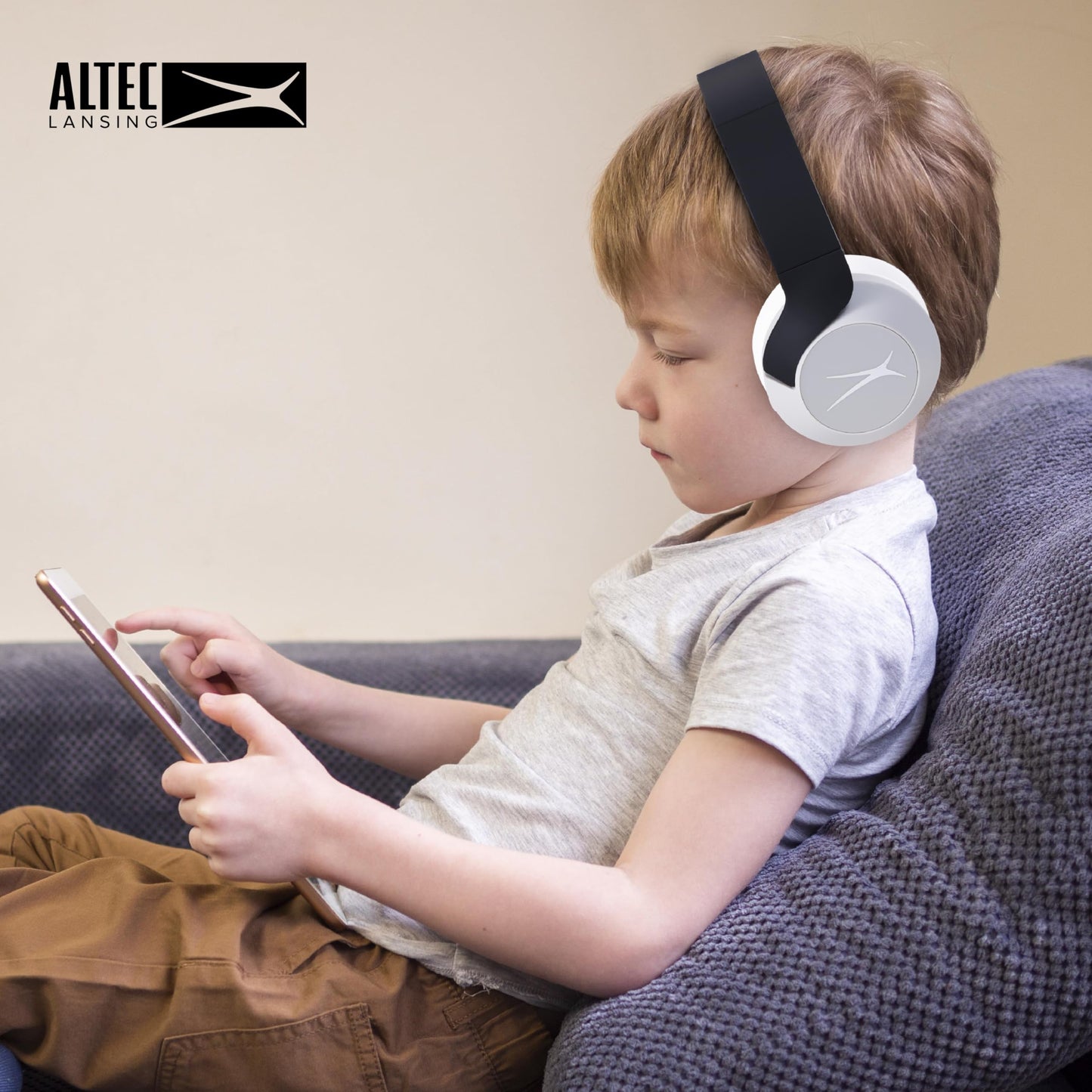 Altec Lansing Kid Safe Noise Cancelling Wireless Headphones 15H Battery, 85dB Volume Limit, Foldable Design Powerful Sound, Active Noise Cancellation Perfect for Kids Ages 7+ (Whiteout Pop Pink)