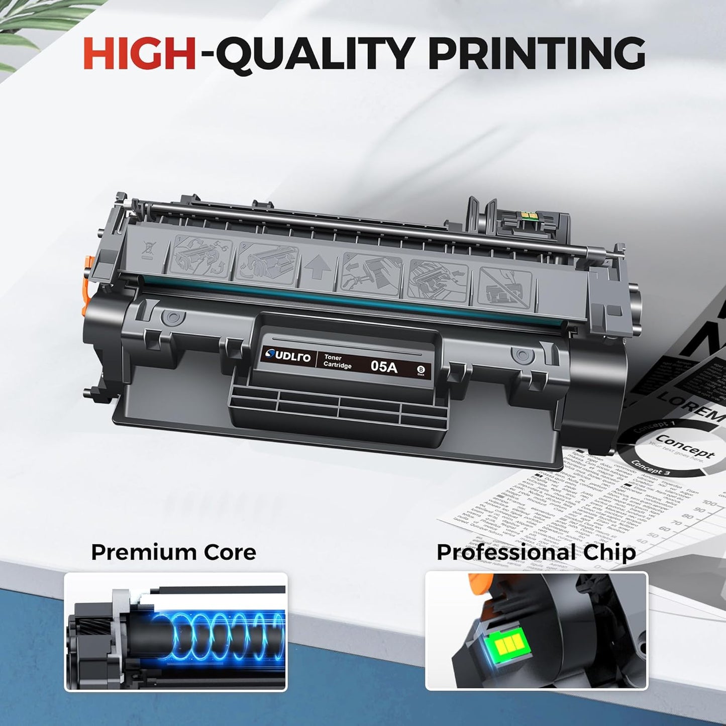 SUDLTO 05A CE505A Toner Cartridge - Replacement for HP 05A Toner Cartridge Black for HP LaserJet Pro P2035 P2035N P2055DN 2055DN 2035N P2030 P2050 P2055D P2055X 2055D 2055X Printer (Black, 2-Pack)