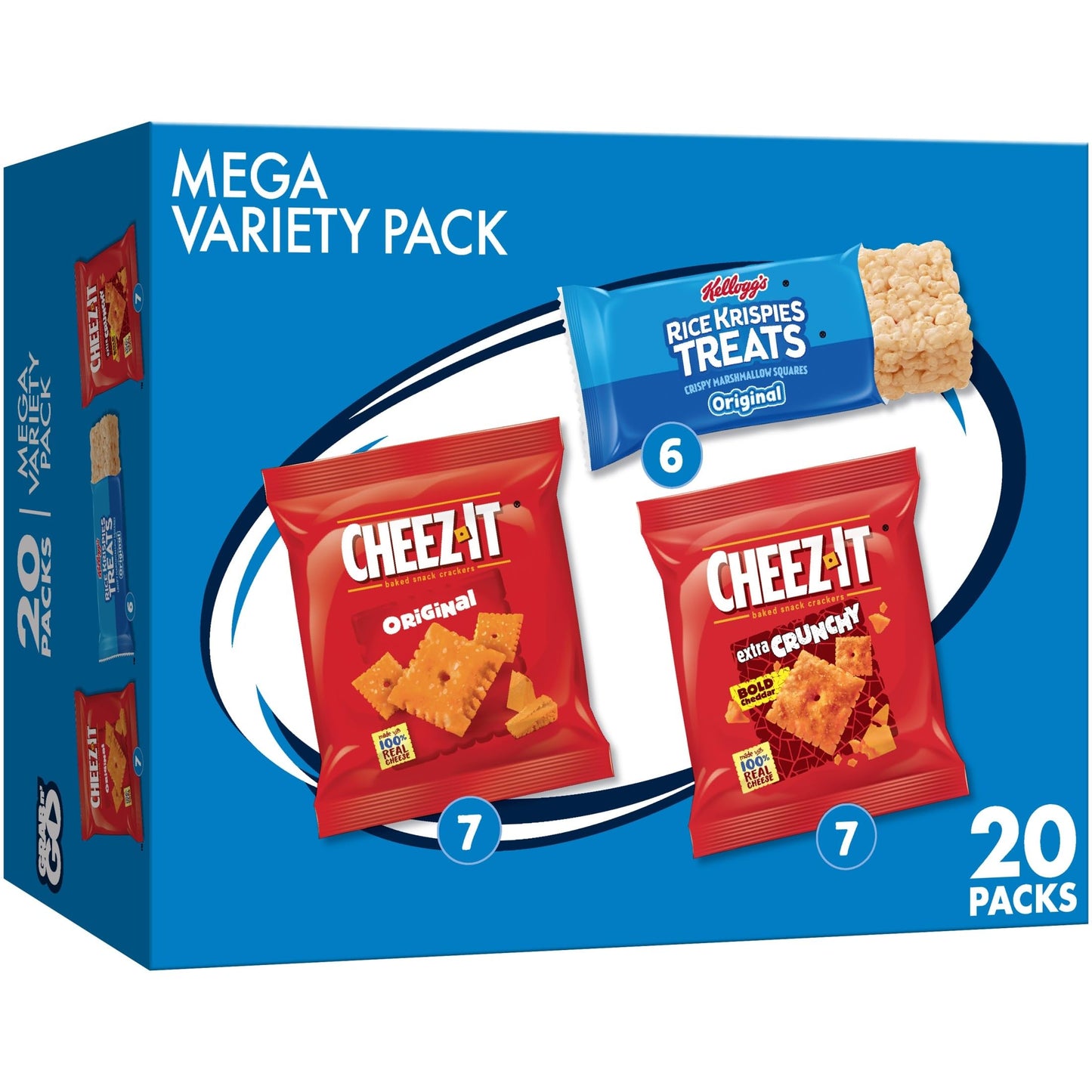 Kellogg's Cheez-It, Pringles & Rice Krispies Treats Snacks Mega Variety Pack, 30.1oz Box (30 Count)