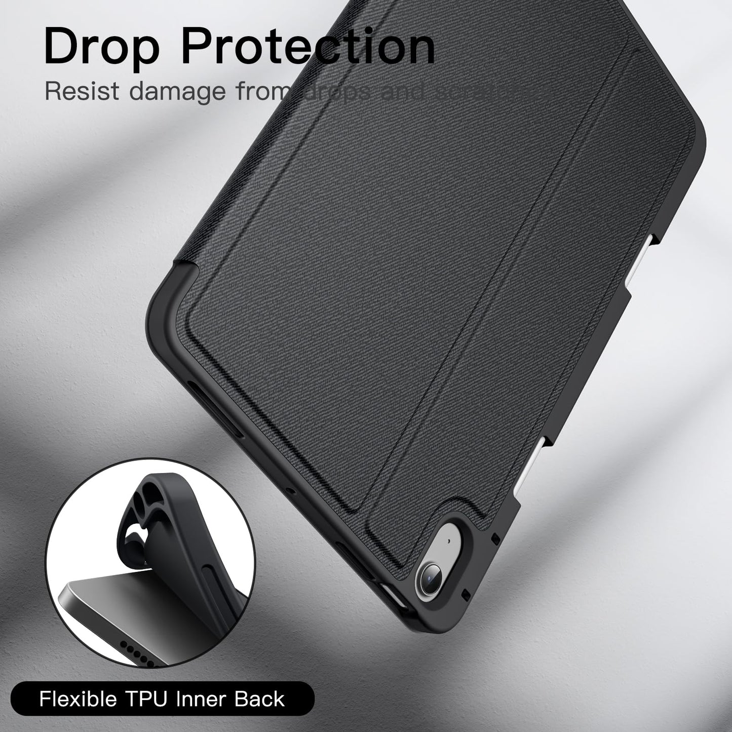 JETech Case for iPad Air 11-Inch M4/M3/M2 (2026/2025/2024), iPad Air 5/4 (2022/2020 5th/4th 10.9-Inch) with Pencil Holder, Slim Folio Stand Protective Tablet Cover, Multi-Angle Viewing (Black)