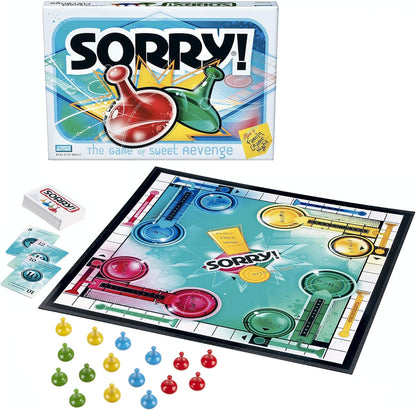 Sorry! Board Game for Kids Ages 6 and Up; Classic Hasbro Board Game; Each Player Gets 4 Pawns (Pawn Colors May Vary) – Amazon Exclusive