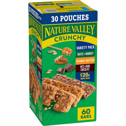 Nature Valley Crunchy Granola Bars, Value Pack, 120 Bars, 89.4 OZ Count (60 Pouches)
