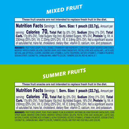 Welch's Fruit Snacks, Mixed Fruit & Summer Fruits Snack Box, Gluten Free, 0.8oz Snack Packs (Pack of 60)