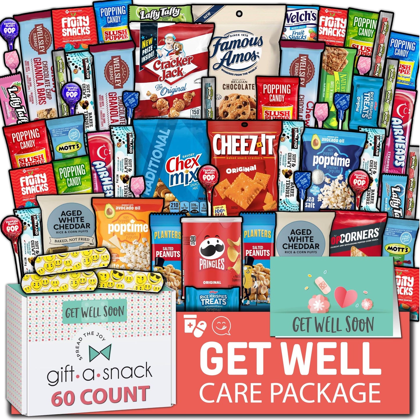 Gift A Snack - Fathers Day Treats Snack Box Variety Pack Care Package + Greeting Card (40 Count) Birthday Sweet Treats Gift Basket, Candies Chips Crackers Bars Office Food Assortments & Variety Gifts