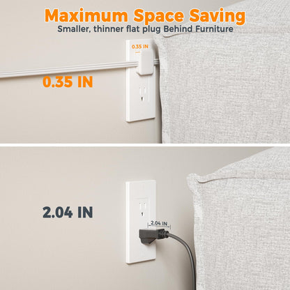 TESSAN Small Flat Plug Power Strip, Ultra Thin Extension Cord 5 ft, 3 AC Outlets with 3 USB Ports (1 USB C), Multiple Wall Outlet Extender for Cruise Travel Office School Dorm Room Essentials