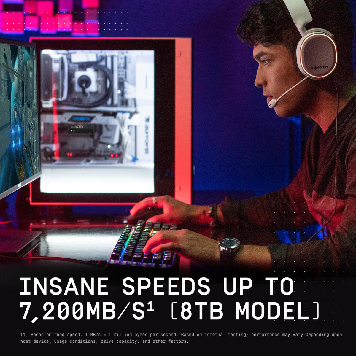 WD_BLACK SN850X 1TB NVMe SSD - M.2 2280, Up to 7,300 MB/s Read speeds, Up to 6,300 MB/s write speeds, Gaming Expansion, High Performance Internal Solid State Drive - WDS100T2X0E