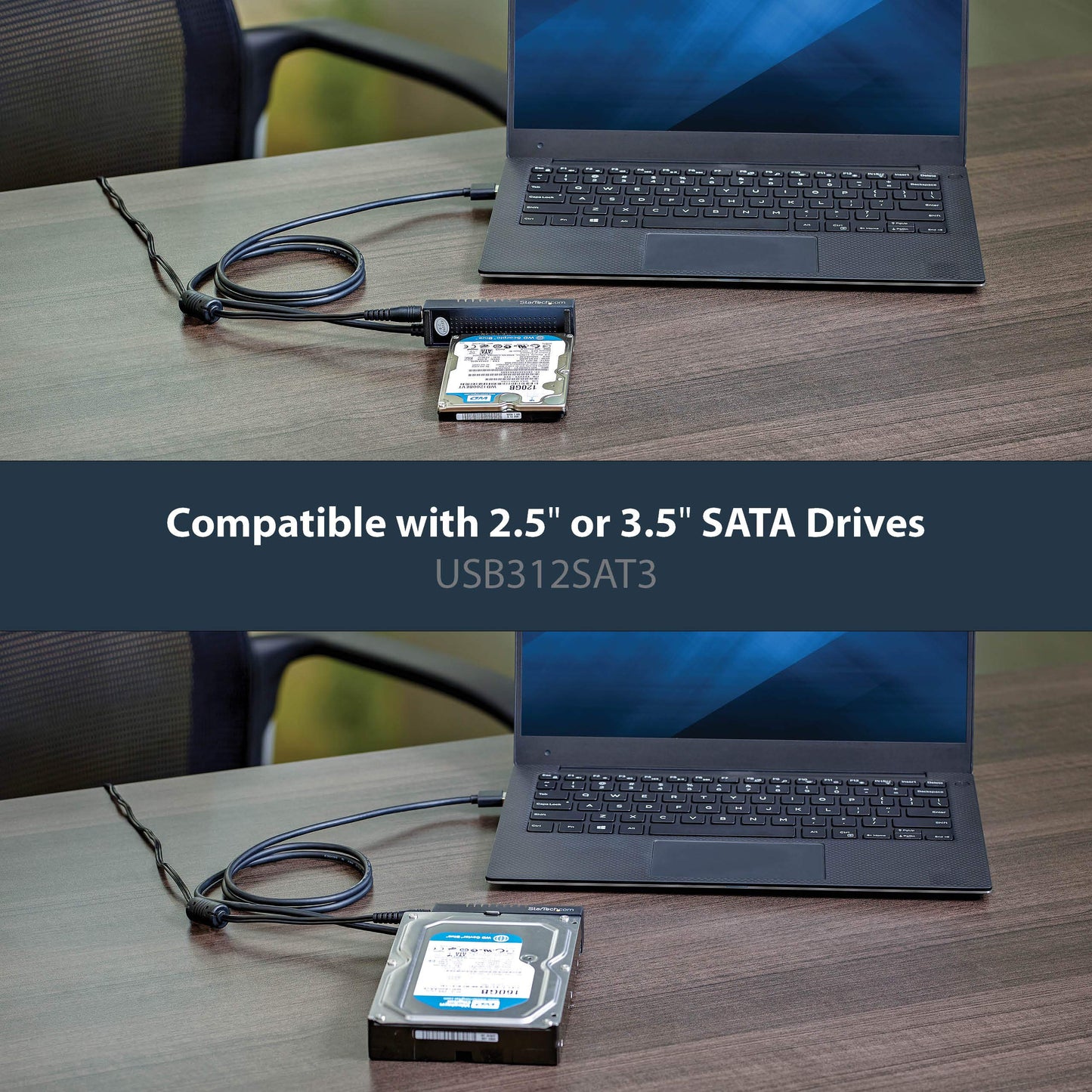 StarTech SATA to USB-C Cable, USB 10Gbps to 2.5in and 3.5in SATA I II III Hard Drive Adapter, External Converter for SSD or HDD Data Transfer