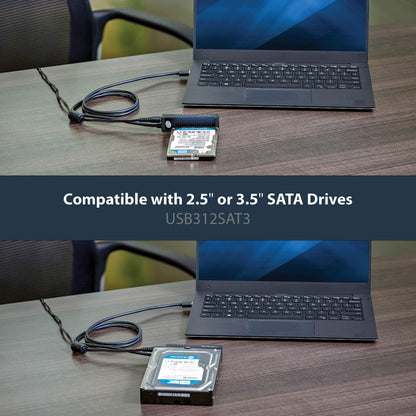 StarTech SATA to USB-C Cable, USB 10Gbps to 2.5in and 3.5in SATA I II III Hard Drive Adapter, External Converter for SSD or HDD Data Transfer