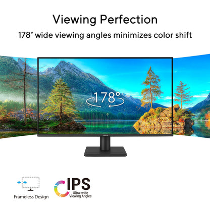 ASUS 27 Inch Desktop Monitor - Full HD (1920 x 1080), IPS, 75Hz, Adaptive-Sync, HDMI, D-Sub, Frameless - VA27EHE