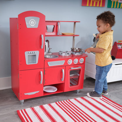 KidKraft Vintage Wooden Play Kitchen with Pretend Ice Maker and Play Phone, White
