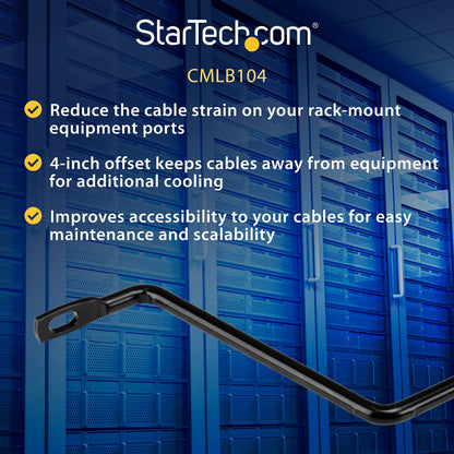 StarTech 10-Pack Horizontal Lacing Bar with 2in (5.1cm) Offset at 75 Degrees, Server Rack Cable Management, 19" Network Rack-Mount Cord Organizer, TAA