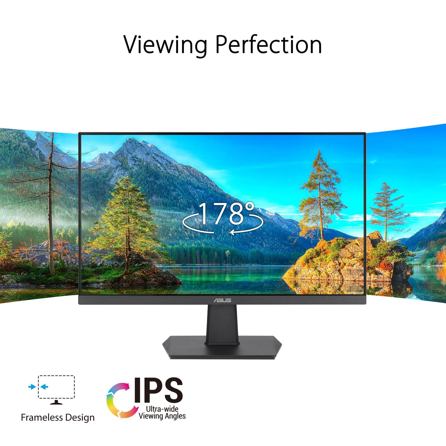 ASUS 27 Inch Desktop Monitor - Full HD (1920 x 1080), IPS, 75Hz, Adaptive-Sync, HDMI, D-Sub, Frameless - VA27EHE