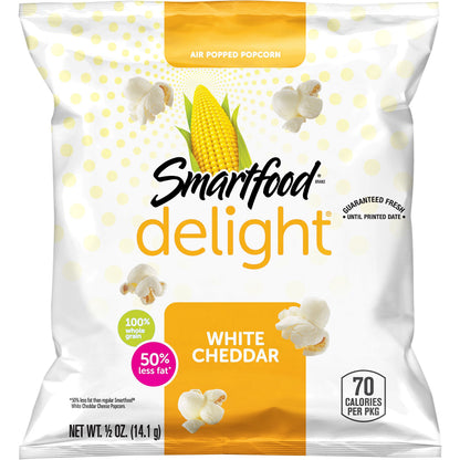 Smartfood Delight White Cheddar Flavored Popcorn, 40 Count, 0.5 oz Bags