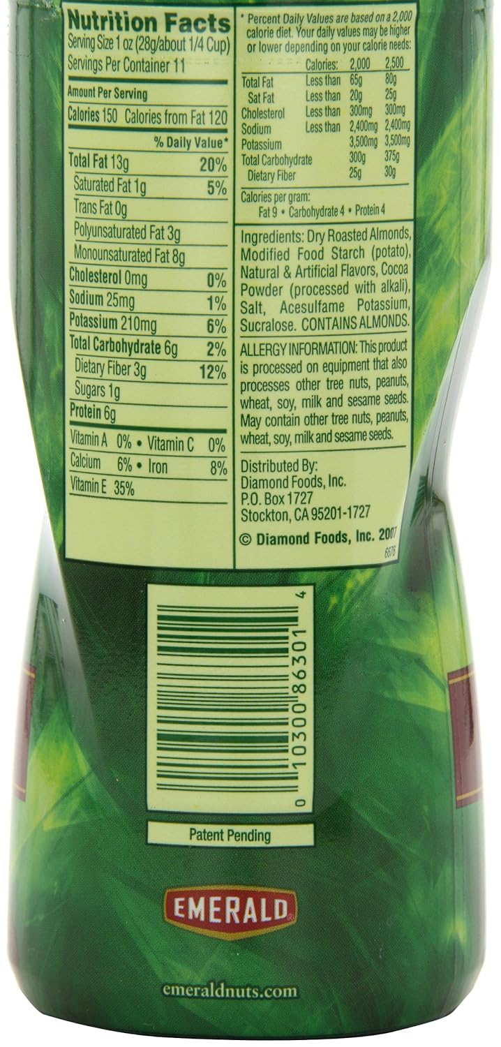 Emerald Cocoa Roast Almonds, Dark Chocolate, 10 oz Canister (Pack of 4)