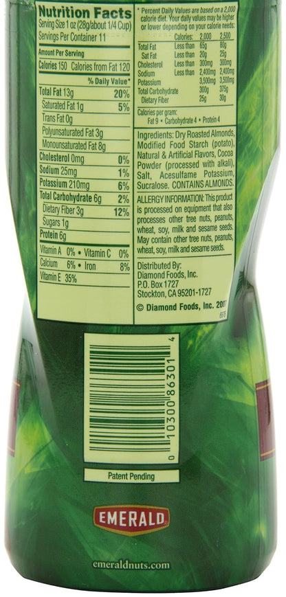 Emerald Cocoa Roast Almonds, Dark Chocolate, 10 oz Canister (Pack of 4)