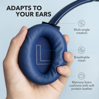 Soundcore Anker Life Q20 Hybrid Active Noise Cancelling Headphones, Wireless Over Ear Bluetooth Headphones, 70H Playtime, Hi-Res Audio, Deep Bass, Memory Foam Ear Cups, Travel, Office