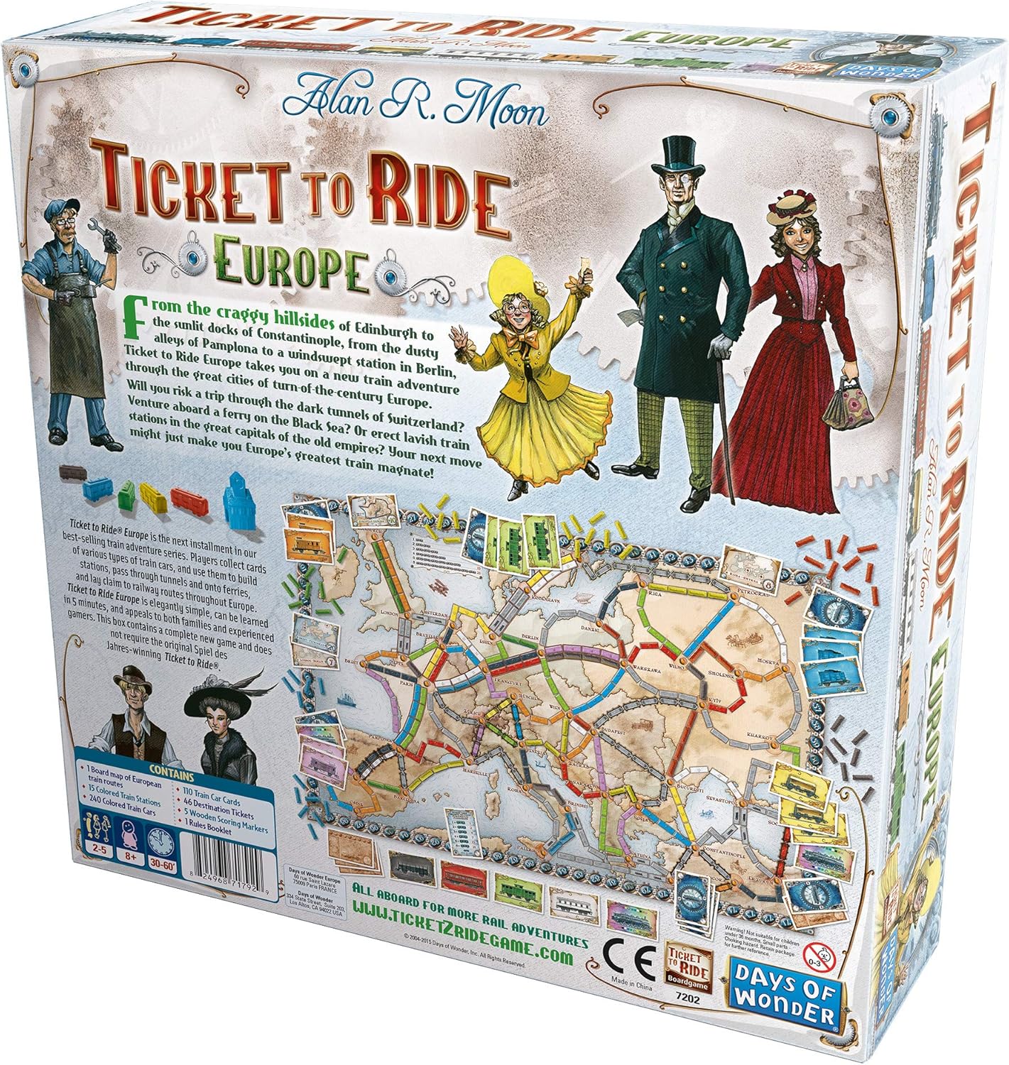 Asmodee Ticket to Ride Europe Board Game - Embark on a Railway Adventure Across the Continent! Fun Family Strategy Game for Kids & Adults, Ages 8+, 2-5 Players, 30-60 Min Playtime