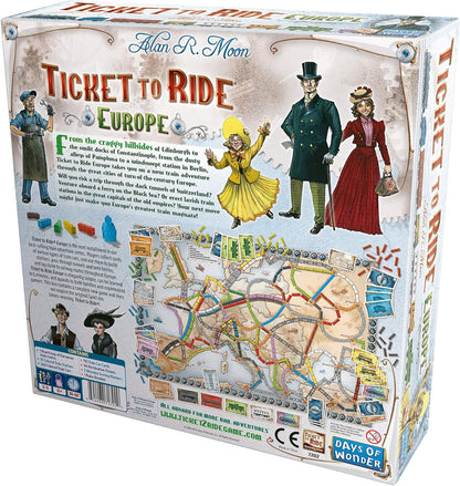 Asmodee Ticket to Ride Europe Board Game - Embark on a Railway Adventure Across the Continent! Fun Family Strategy Game for Kids & Adults, Ages 8+, 2-5 Players, 30-60 Min Playtime