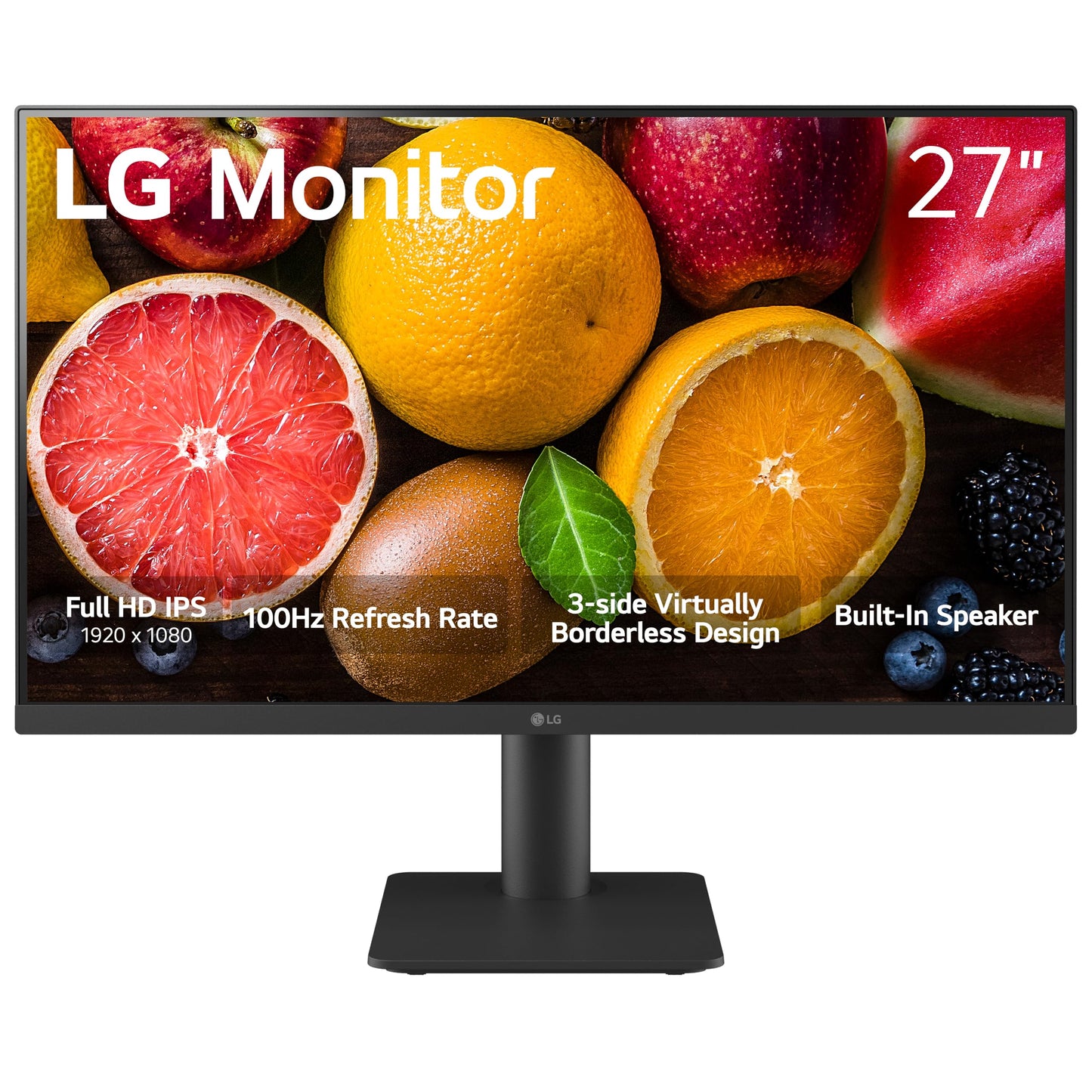 LG 27MP400-B 27” Full HD (FHD) (1920 x 1080) IPS Display with 3-Side Virtually Borderless Design & Mountable Monitor, 75hz, AMD FreeSync and OnScreen Control – Black