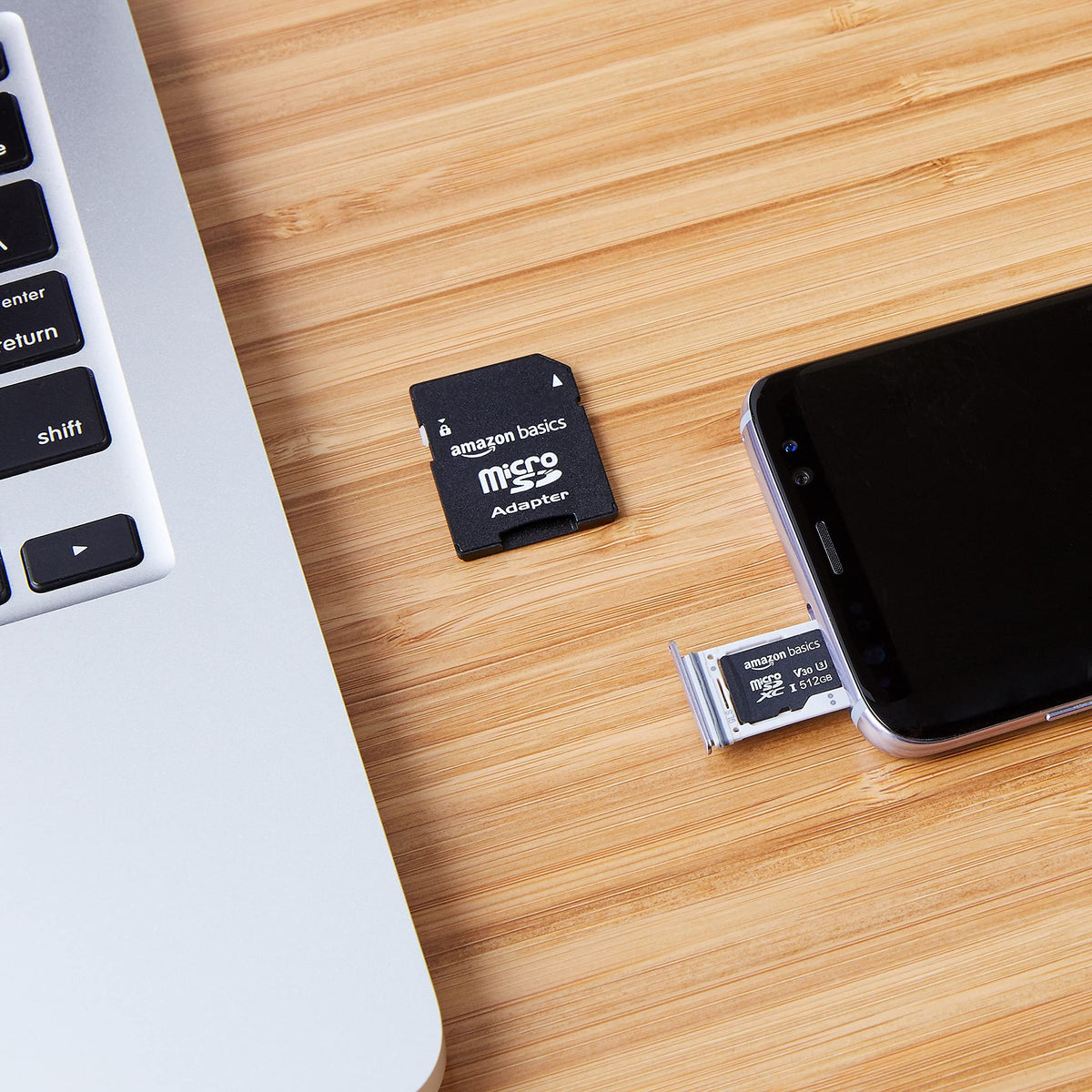 Amazon Basics microSDXC Memory Card with Full Size Adapter, A2, U3, Read Speed up to 100 MB/s, 64GB, Black (2pack)