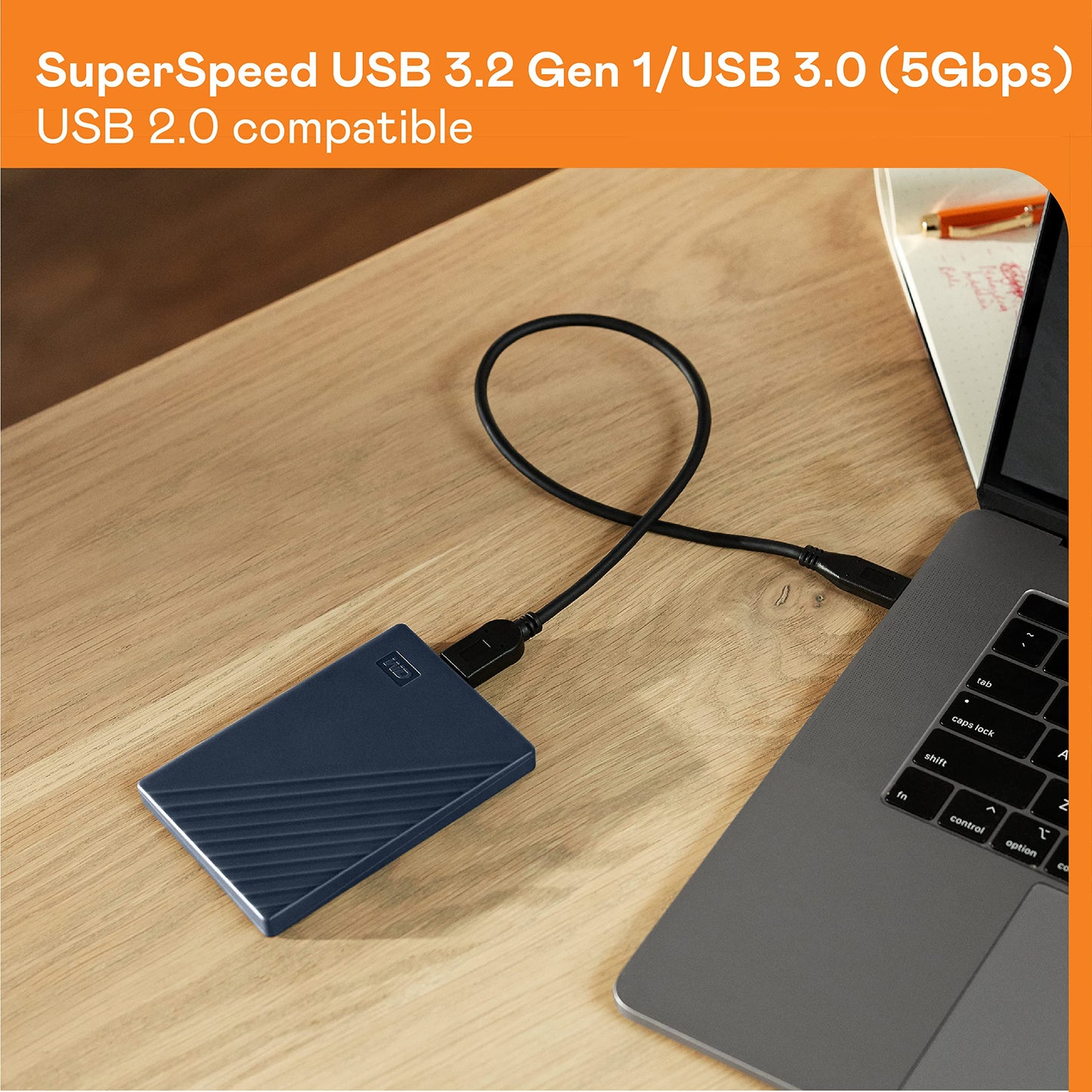 WD 5TB My Passport, Portable External Hard Drive, Black, backup software with defense against ransomware, and password protection, USB 3.1/USB 3.0 compatible - WDBPKJ0050BBK-WESN