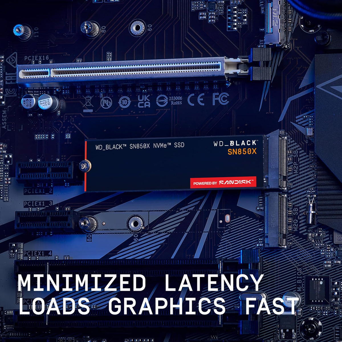 WD_BLACK SN850X 1TB NVMe SSD - M.2 2280, Up to 7,300 MB/s Read speeds, Up to 6,300 MB/s write speeds, Gaming Expansion, High Performance Internal Solid State Drive - WDS100T2X0E